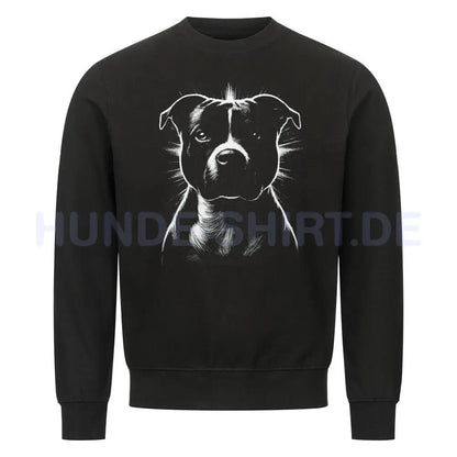 Premium Sweatshirt "Staffy SHINE white" Schwarz – hunde-shirt.de