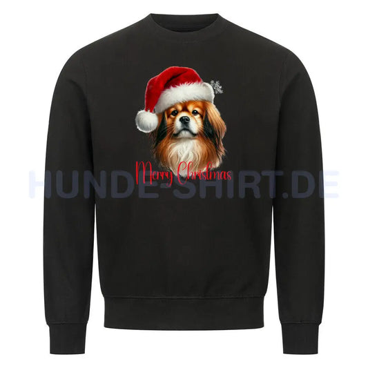 Premium Sweatshirt "Tibet Spaniel - Merry Christmas" Schwarz – hunde-shirt.de