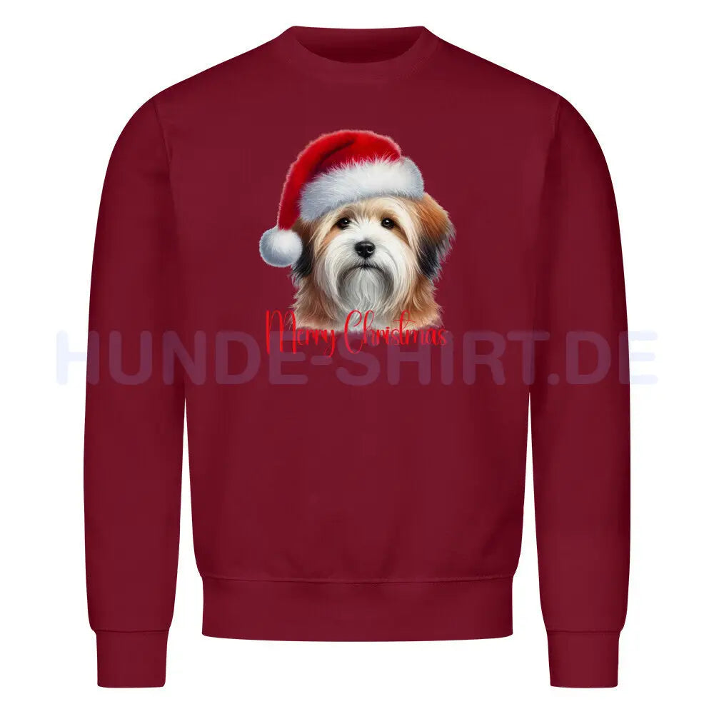 Premium Sweatshirt "Tibet Terrier ( hell ) - Merry Christmas" Burgunder – hunde-shirt.de