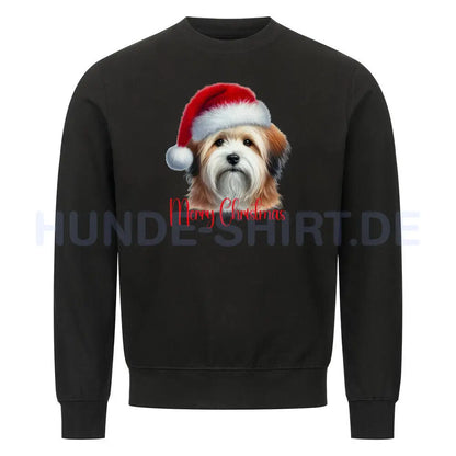 Premium Sweatshirt "Tibet Terrier ( hell ) - Merry Christmas" Schwarz – hunde-shirt.de