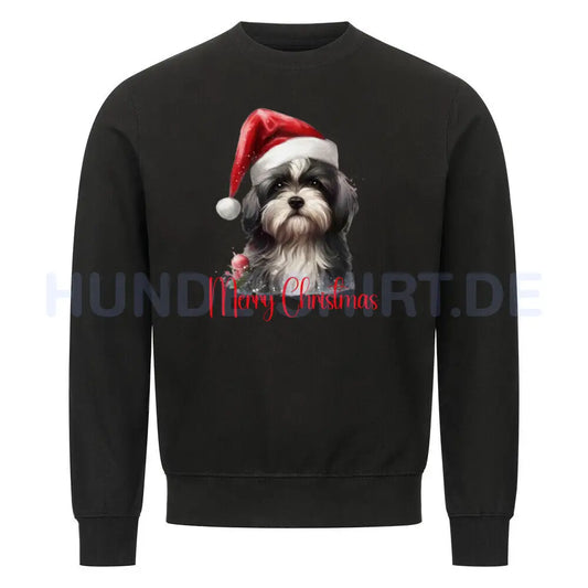 Premium Sweatshirt "Tibet Terrier - Merry Christmas" Schwarz – hunde-shirt.de