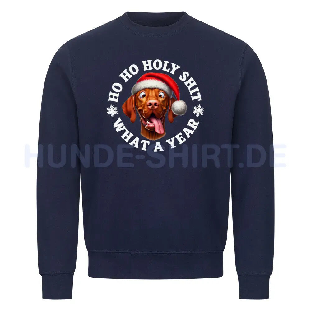 Premium Sweatshirt "Vizsla - HO HO..." Navy Blue – hunde-shirt.de