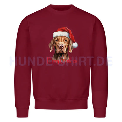 Premium Sweatshirt "Vizsla - Merry Christmas" Burgunder – hunde-shirt.de