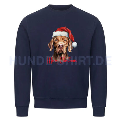 Premium Sweatshirt "Vizsla - Merry Christmas" Navy Blue – hunde-shirt.de