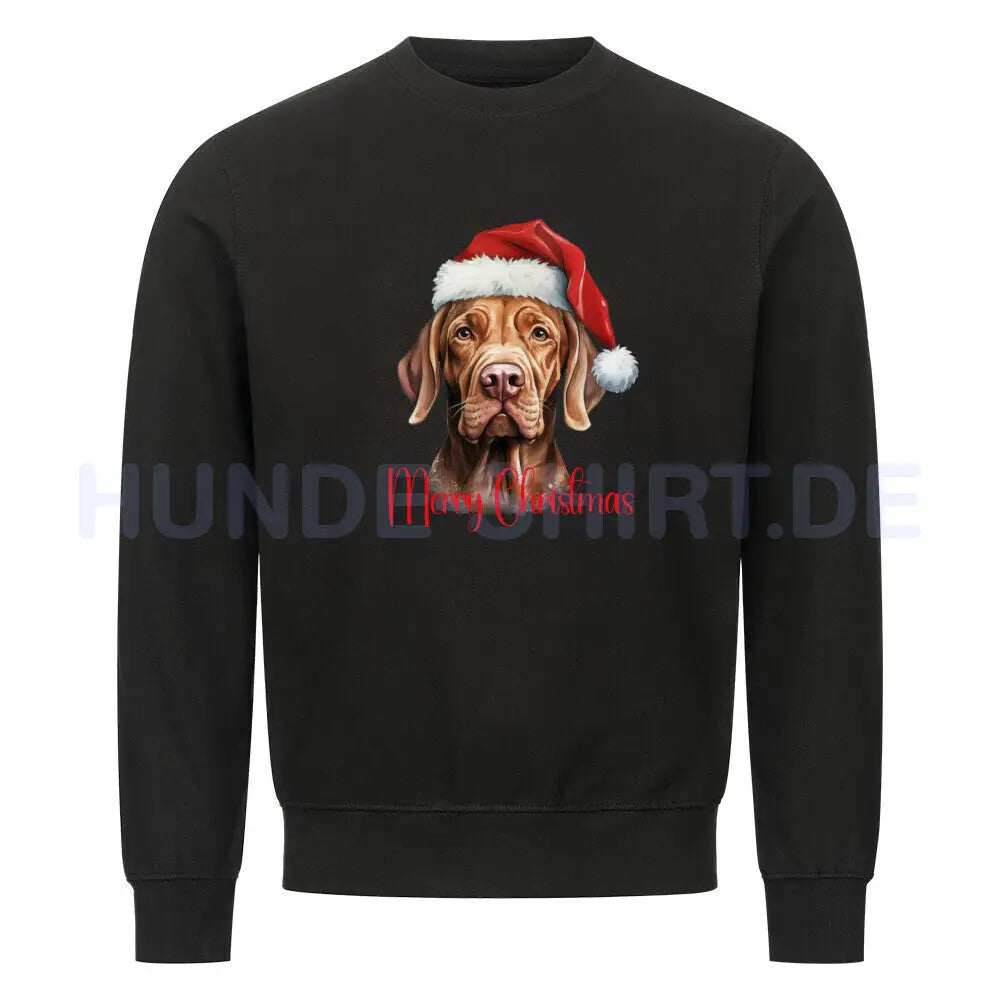 Premium Sweatshirt "Vizsla - Merry Christmas" Schwarz – hunde-shirt.de