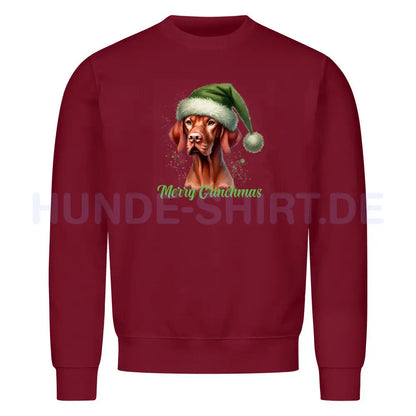 Premium Sweatshirt "Vizsla - Merry Grinchmas" Burgunder – hunde-shirt.de