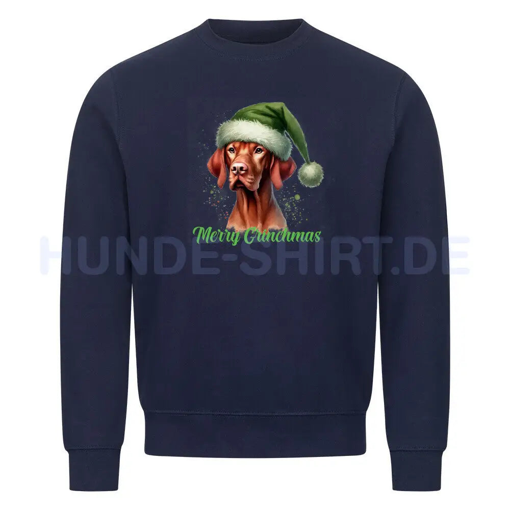 Premium Sweatshirt "Vizsla - Merry Grinchmas" Navy Blue – hunde-shirt.de