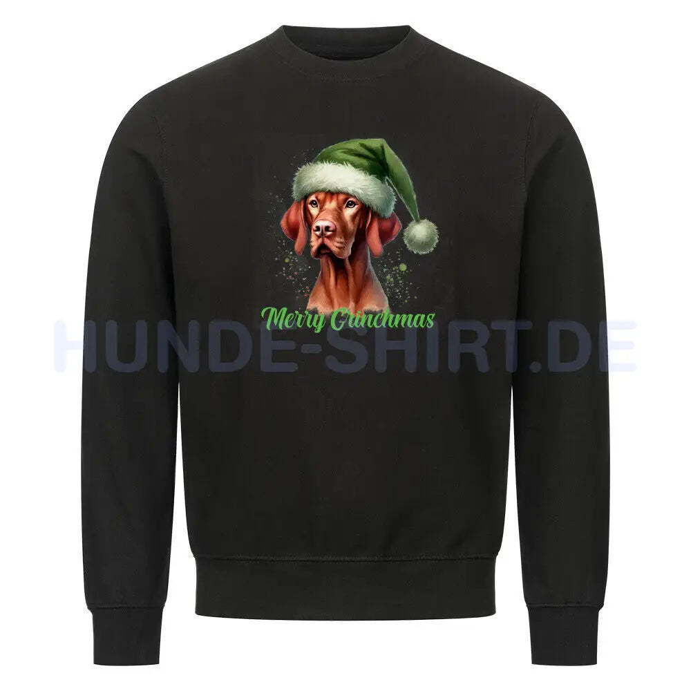 Premium Sweatshirt "Vizsla - Merry Grinchmas" Schwarz – hunde-shirt.de