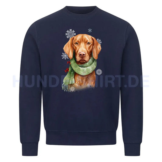 Premium Sweatshirt "Vizsla Winter" Navy Blue – hunde-shirt.de