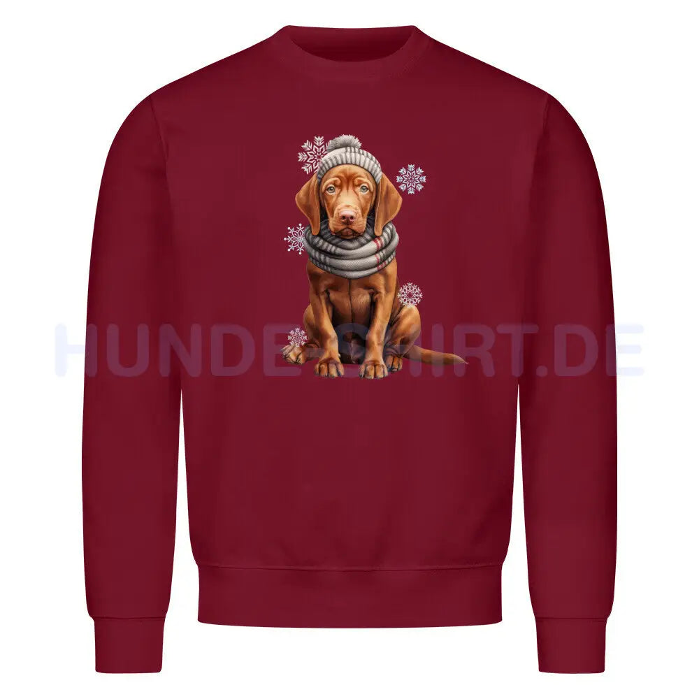 Premium Sweatshirt "Vizsla - Winterbub" Burgunder – hunde-shirt.de