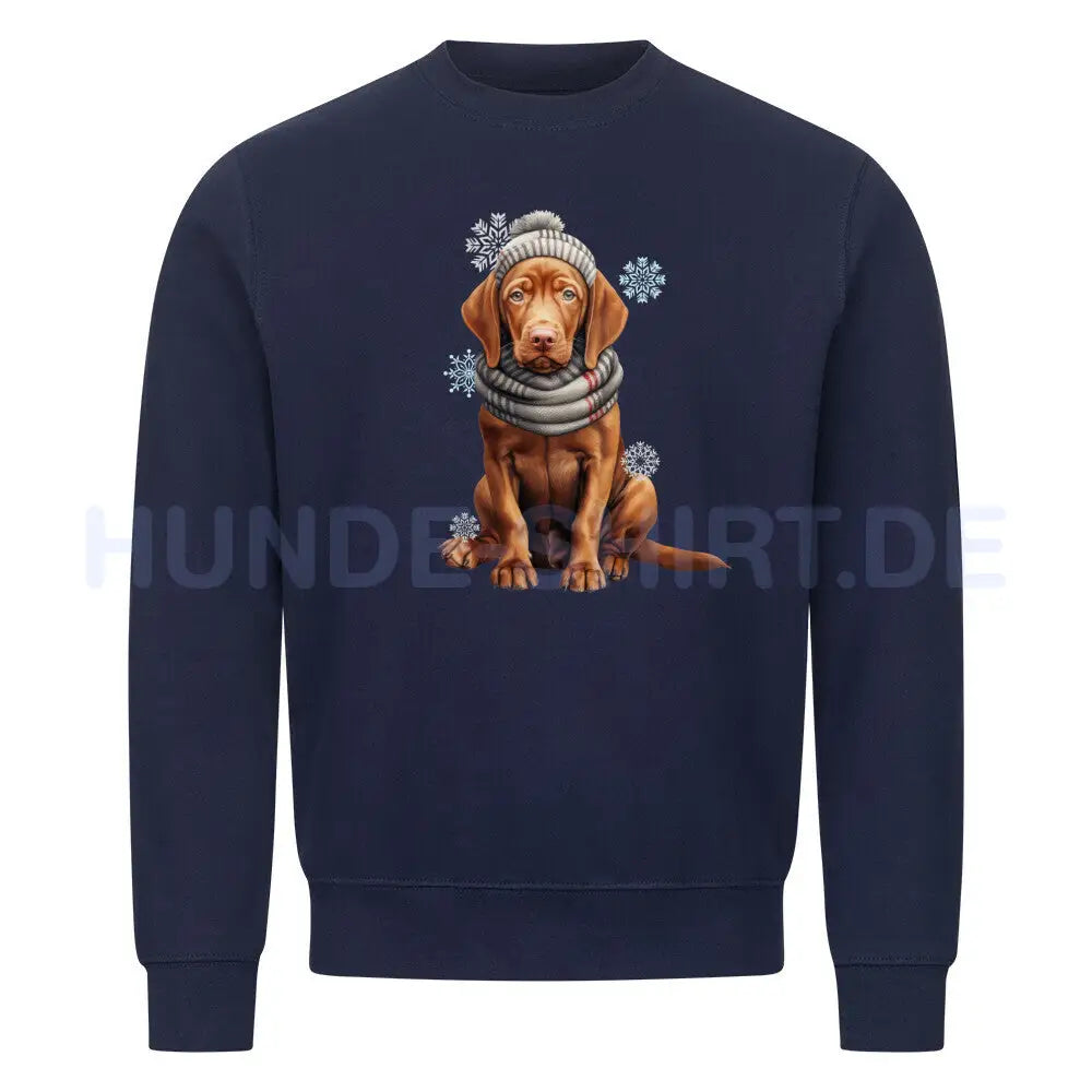 Premium Sweatshirt "Vizsla - Winterbub" Navy Blue – hunde-shirt.de