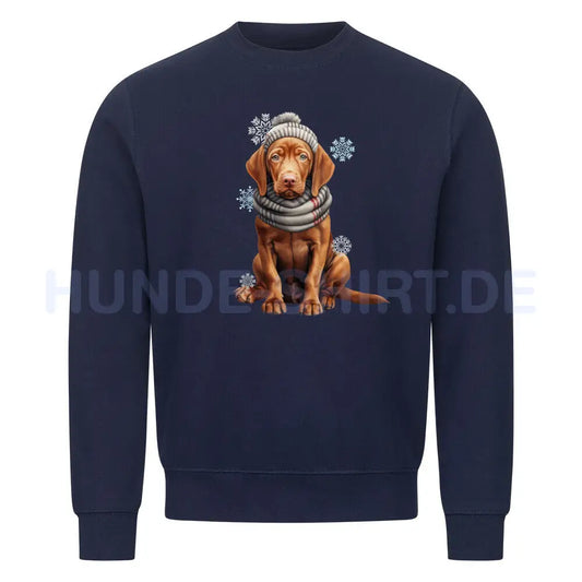 Premium Sweatshirt "Vizsla - Winterbub" Navy Blue – hunde-shirt.de