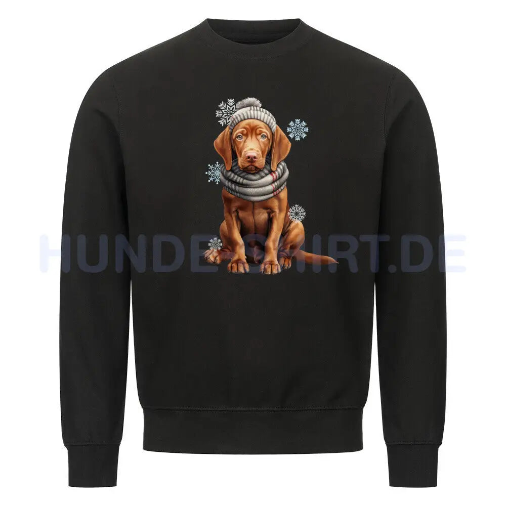 Premium Sweatshirt "Vizsla - Winterbub" Schwarz – hunde-shirt.de