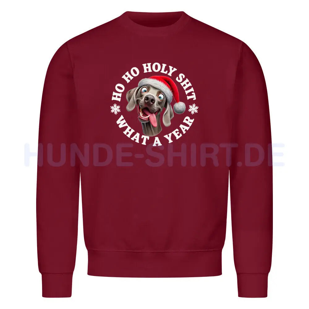 Premium Sweatshirt "Weimaraner - HO HO..." Burgunder – hunde-shirt.de