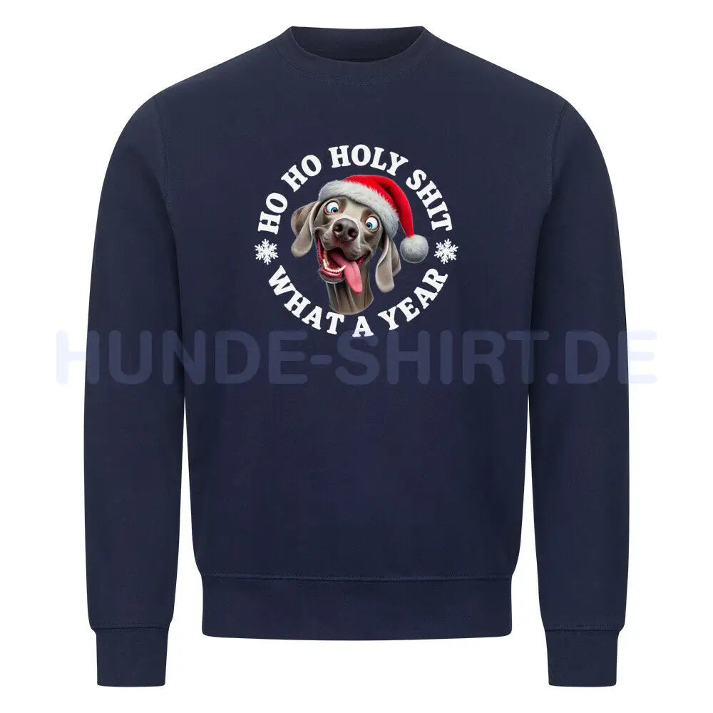 Premium Sweatshirt "Weimaraner - HO HO..." Navy Blue – hunde-shirt.de