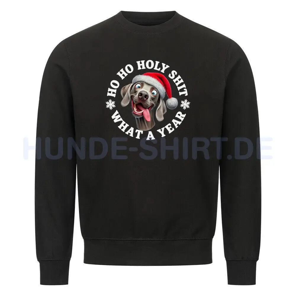 Premium Sweatshirt "Weimaraner - HO HO..." Schwarz – hunde-shirt.de