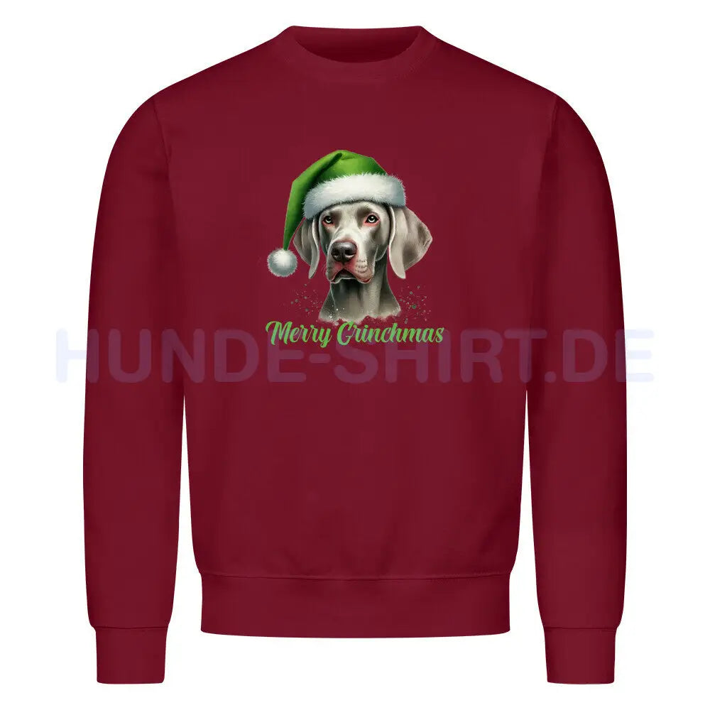 Premium Sweatshirt "Weimaraner - Merry Grinchmas" Burgunder – hunde-shirt.de