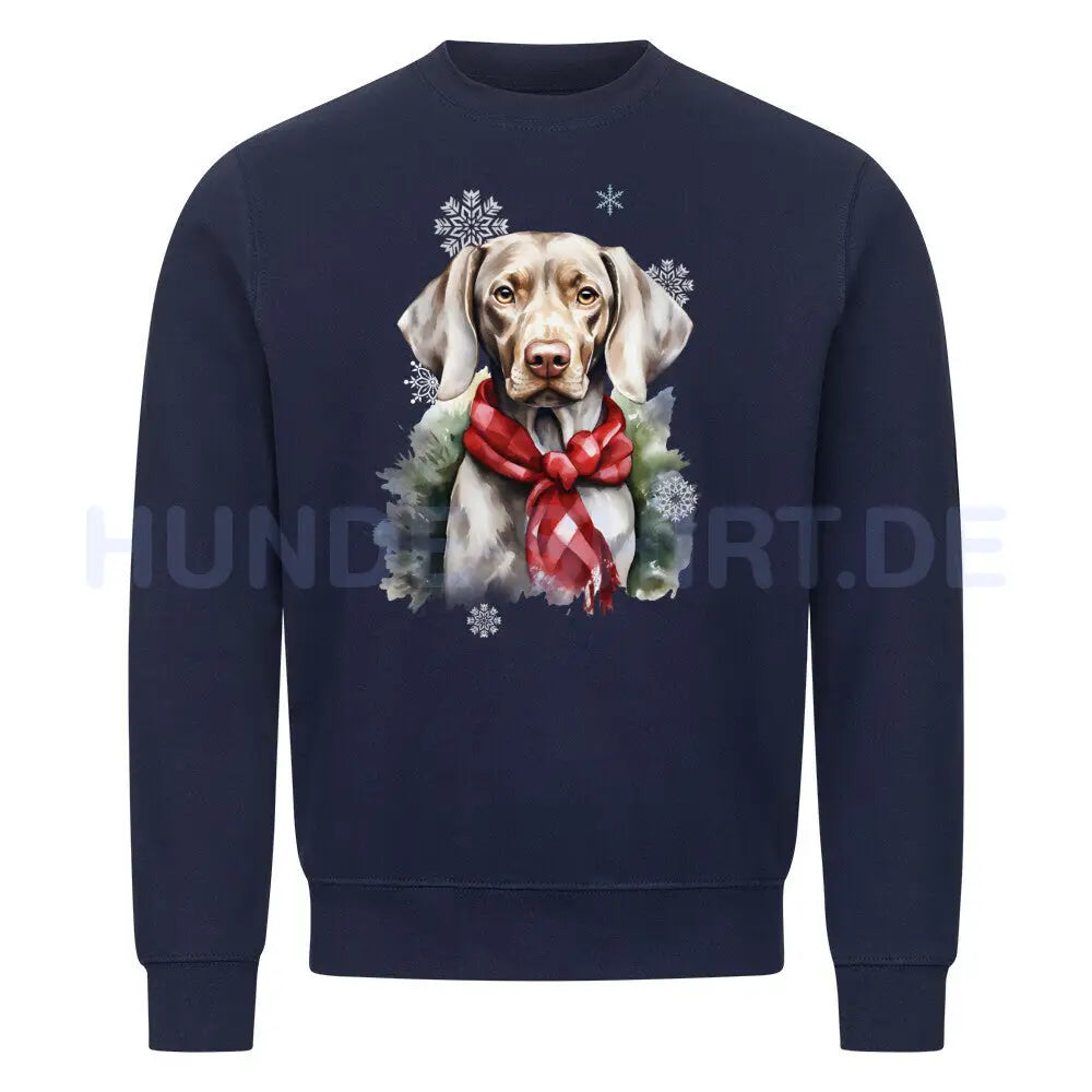 Premium Sweatshirt "Weimaraner Winter" Navy Blue – hunde-shirt.de