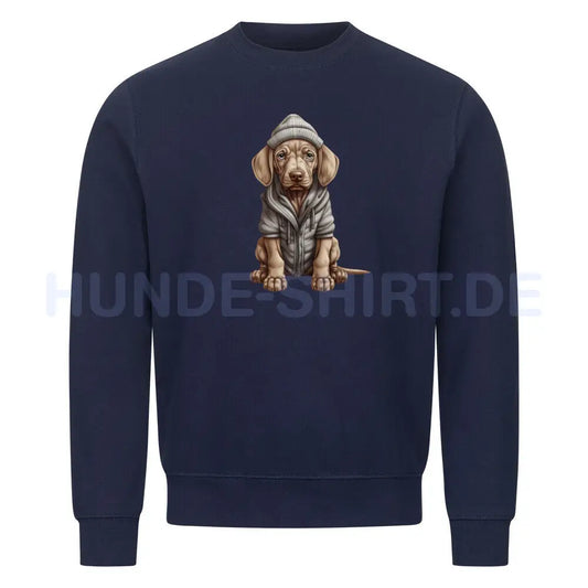 Premium Sweatshirt "Weimaraner - Winterbub" Navy Blue – hunde-shirt.de