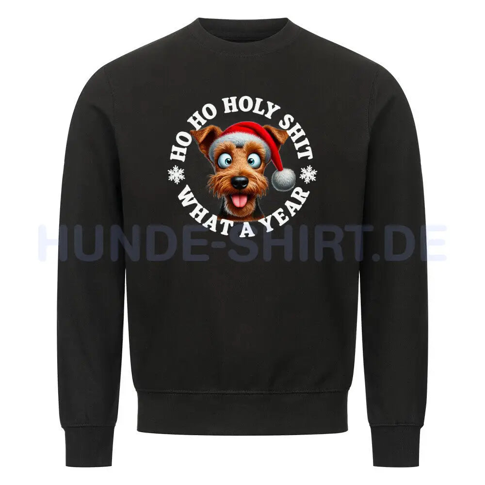 Premium Sweatshirt "Welsh Terrier - HO HO..." Schwarz – hunde-shirt.de