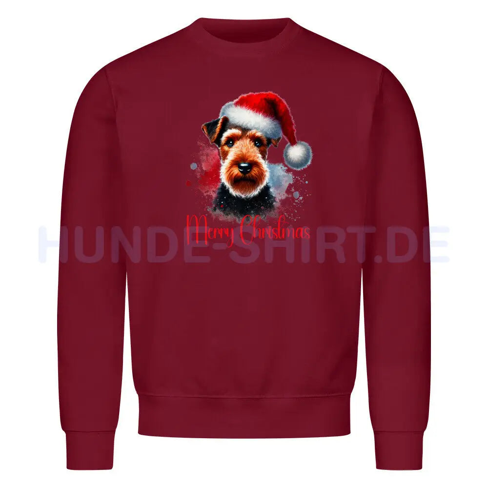 Premium Sweatshirt "Welsh Terrier - Merry Christmas" Burgunder – hunde-shirt.de