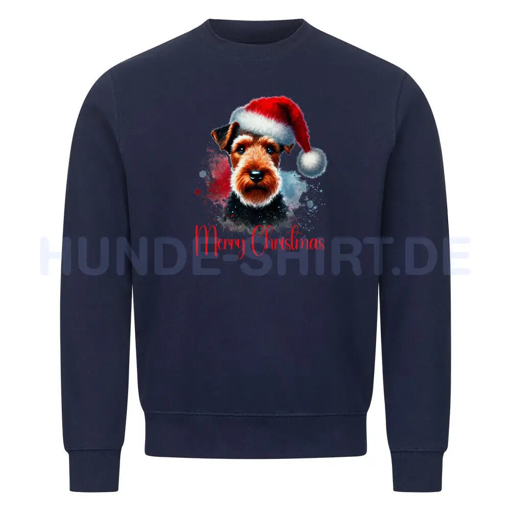 Premium Sweatshirt "Welsh Terrier - Merry Christmas" Navy Blue – hunde-shirt.de