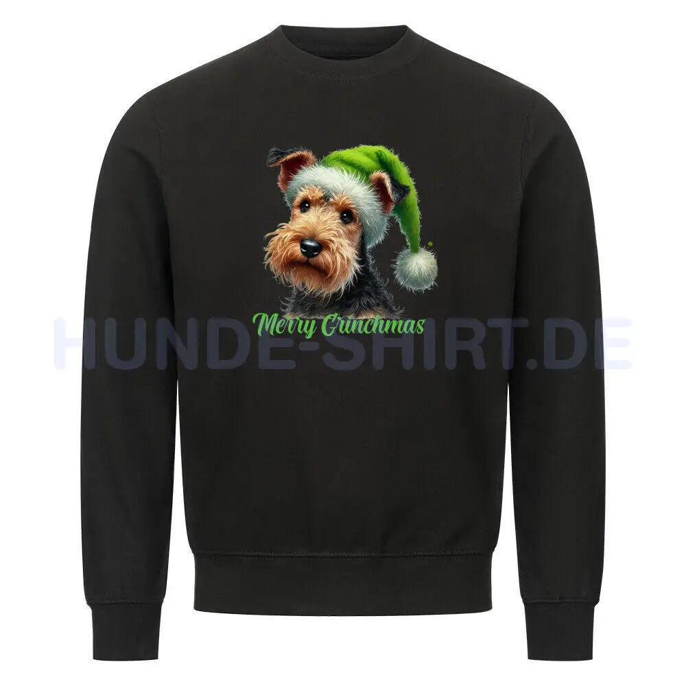 Premium Sweatshirt "Welsh Terrier - Merry Grinchmas" Schwarz – hunde-shirt.de