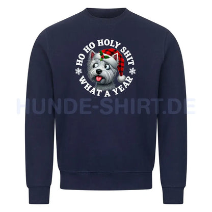 Premium Sweatshirt "Westie - HO HO..." Navy Blue – hunde-shirt.de