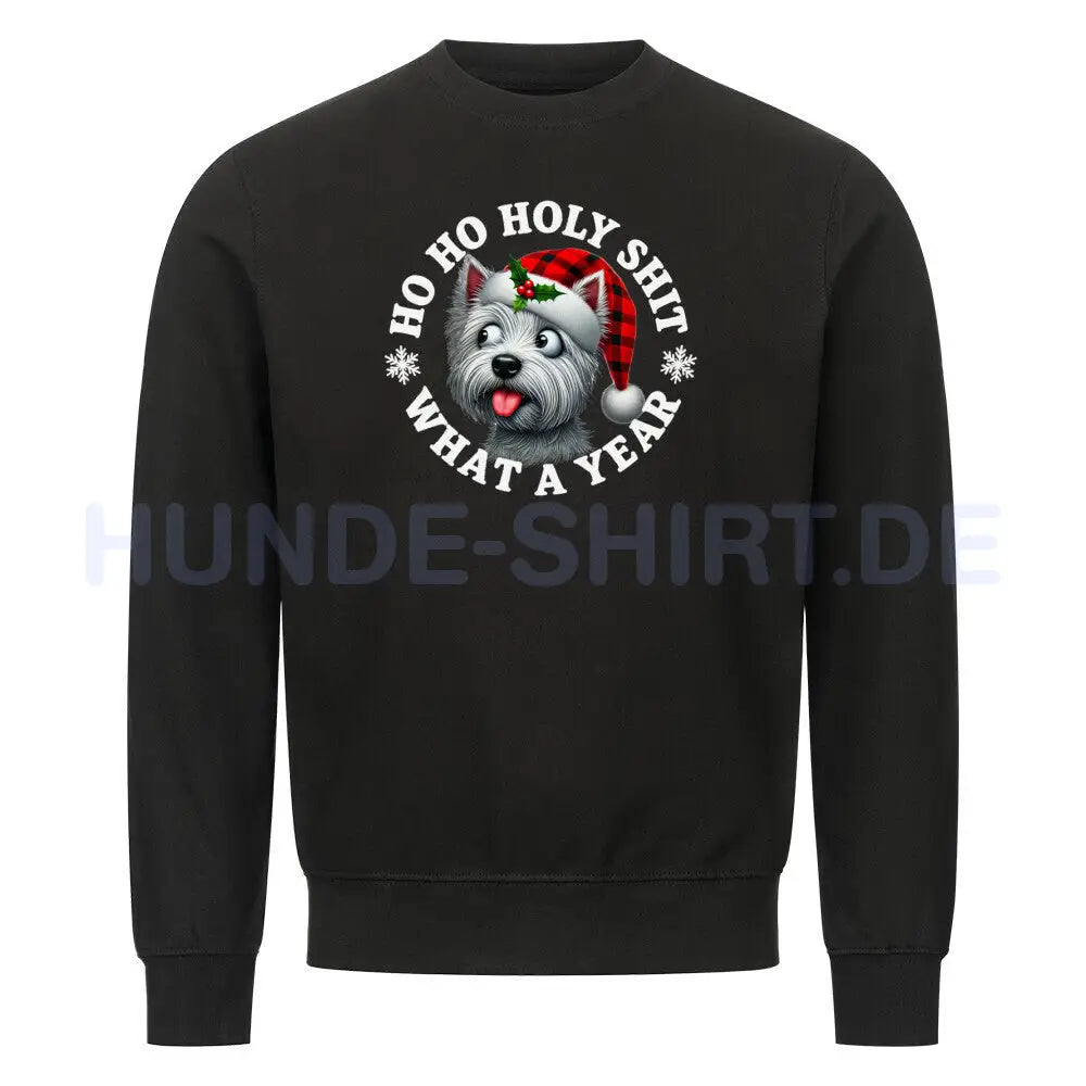 Premium Sweatshirt "Westie - HO HO..." Schwarz – hunde-shirt.de