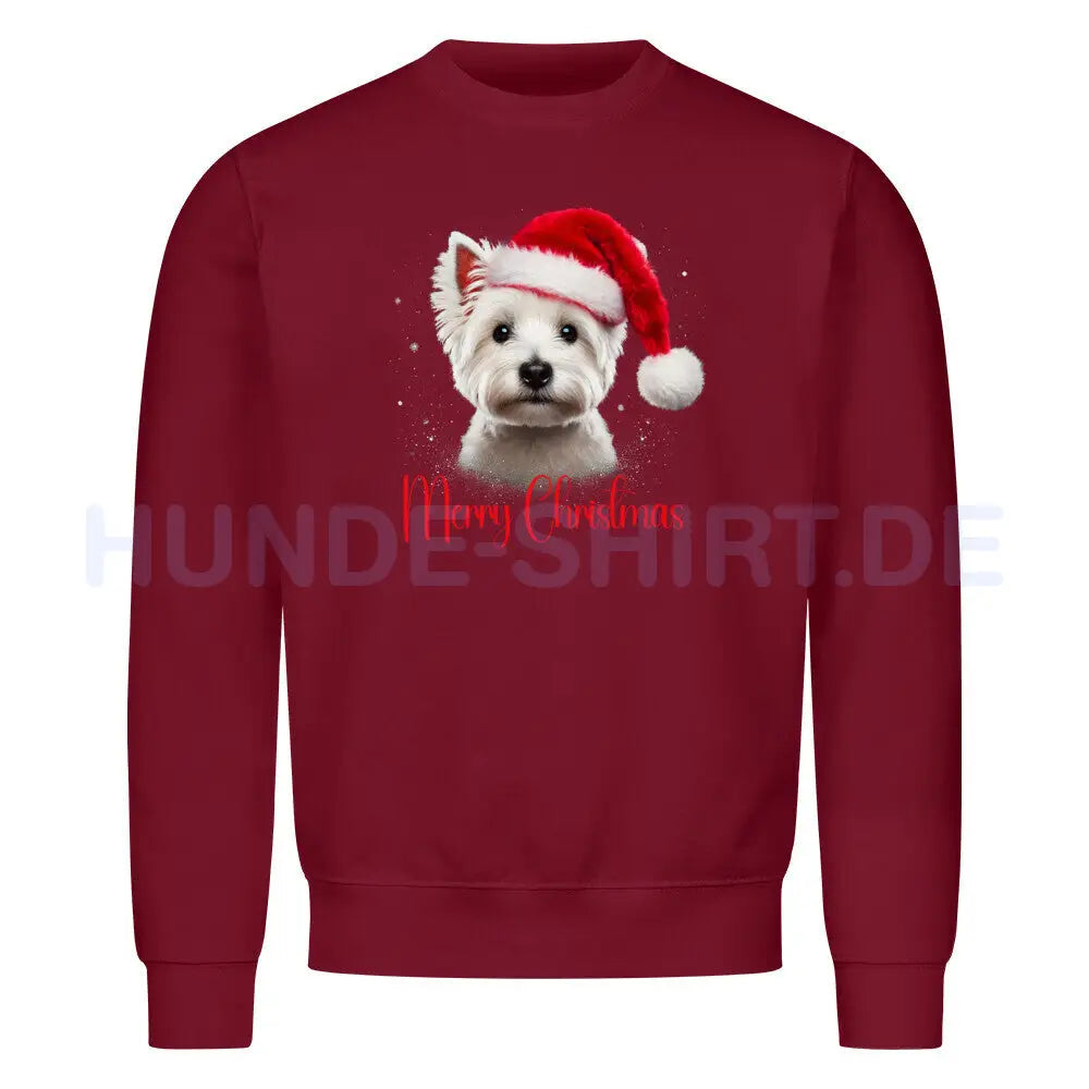 Premium Sweatshirt "Westie - Merry Christmas" Burgunder – hunde-shirt.de