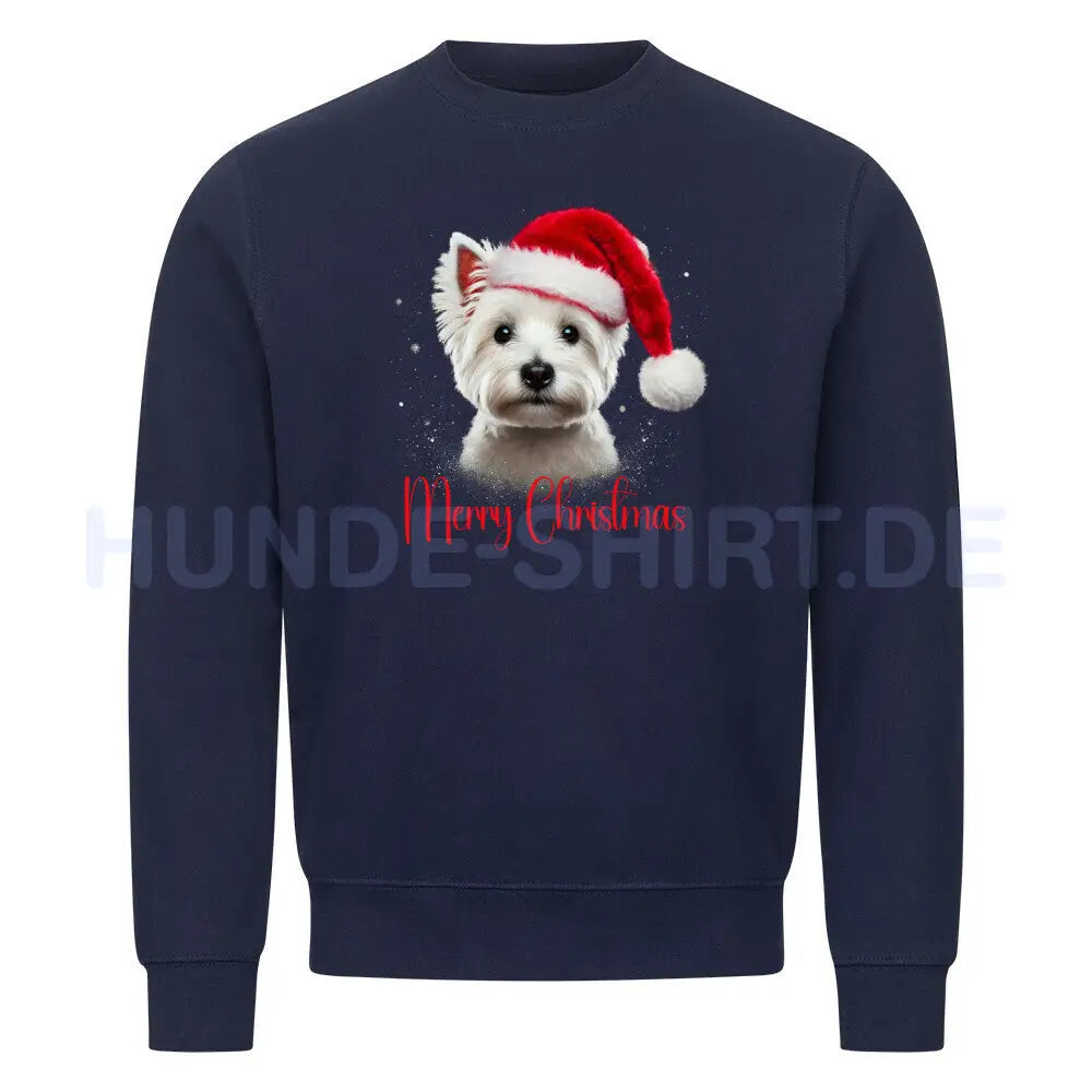 Premium Sweatshirt "Westie - Merry Christmas" Navy Blue – hunde-shirt.de