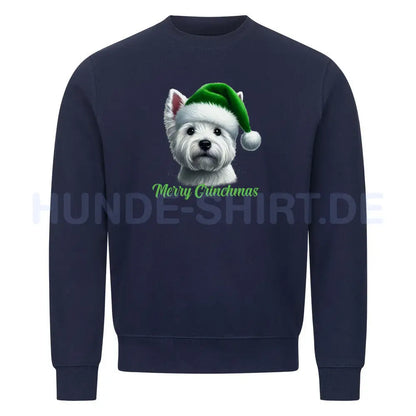 Premium Sweatshirt "Westie - Merry Grinchmas" Navy Blue – hunde-shirt.de