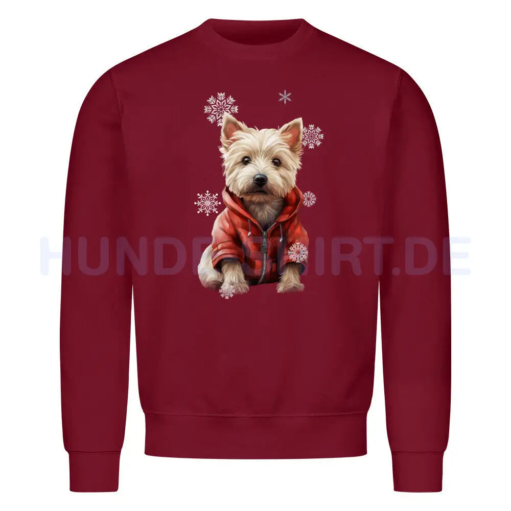 Premium Sweatshirt "Westie Winter" Burgunder – hunde-shirt.de