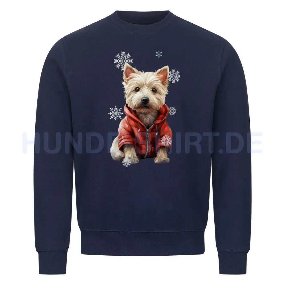 Premium Sweatshirt "Westie Winter" Navy Blue – hunde-shirt.de