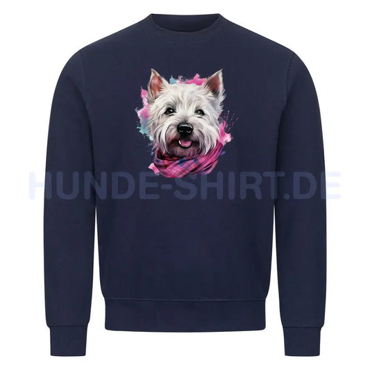 Premium Sweatshirt "Westie - Wintermädchen" Navy Blue – hunde-shirt.de