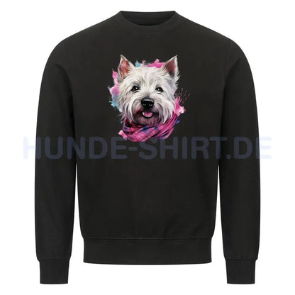 Premium Sweatshirt "Westie - Wintermädchen" Schwarz – hunde-shirt.de