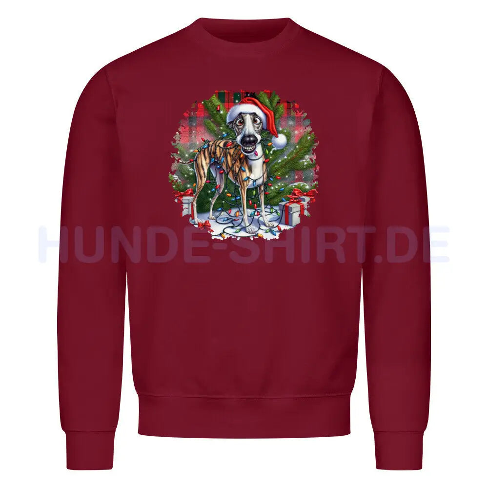 Premium Sweatshirt "Whippet - Funny Christmas" Burgunder – hunde-shirt.de