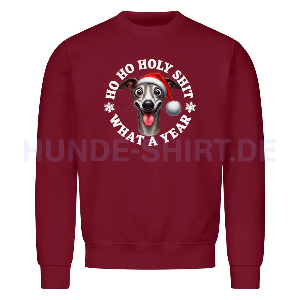 Premium Sweatshirt "Whippet - HO HO..." Burgunder – hunde-shirt.de