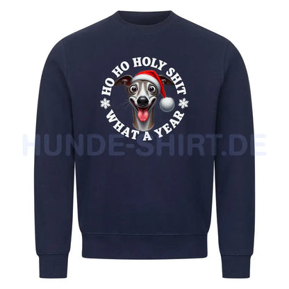 Premium Sweatshirt "Whippet - HO HO..." Navy Blue – hunde-shirt.de