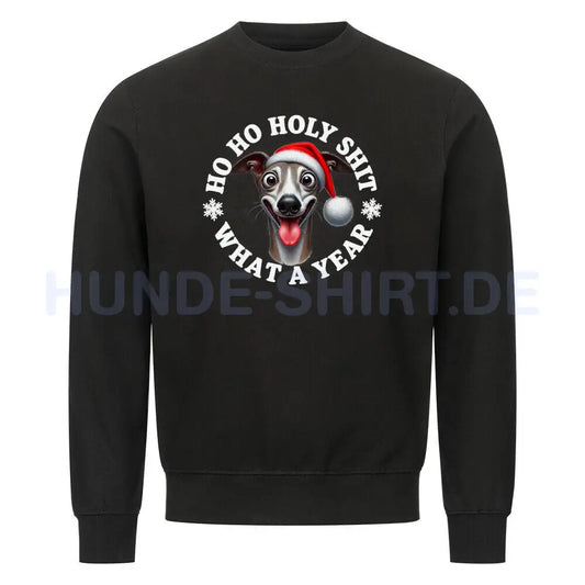 Premium Sweatshirt "Whippet - HO HO..." Schwarz – hunde-shirt.de