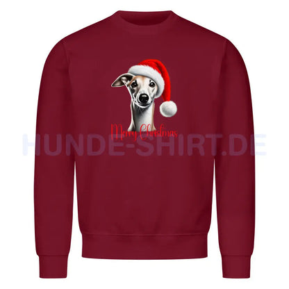 Premium Sweatshirt "Whippet - Merry Christmas" Burgunder – hunde-shirt.de