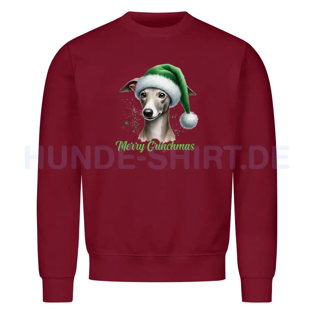 Premium Sweatshirt "Whippet - Merry Grinchmas" Burgunder – hunde-shirt.de