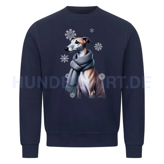 Premium Sweatshirt "Whippet Winter" Navy Blue – hunde-shirt.de