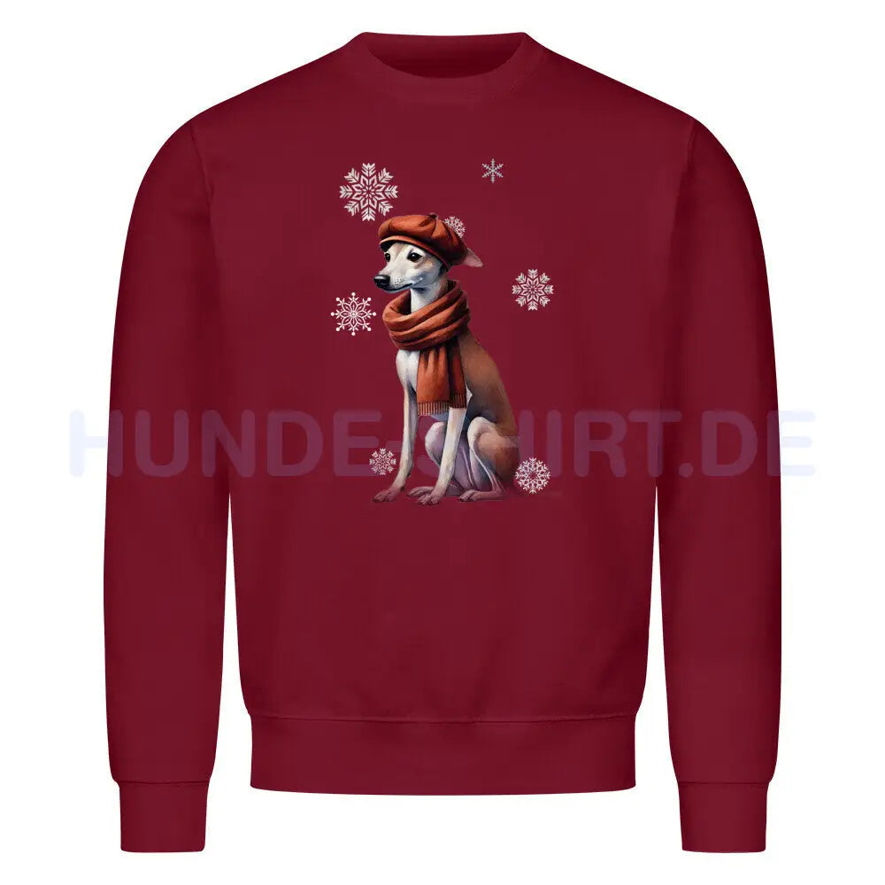 Premium Sweatshirt "Windspiel Winter" Burgunder – hunde-shirt.de