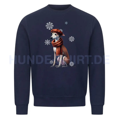 Premium Sweatshirt "Windspiel Winter" Navy Blue – hunde-shirt.de