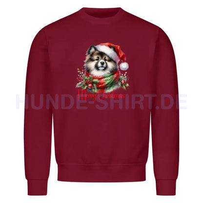 Premium Sweatshirt "Wolfsspitz - Merry Christmas" Burgunder – hunde-shirt.de