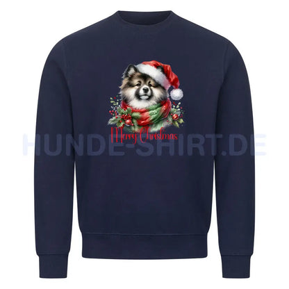 Premium Sweatshirt "Wolfsspitz - Merry Christmas" Navy Blue – hunde-shirt.de