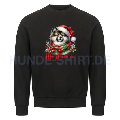 Premium Sweatshirt "Wolfsspitz - Merry Christmas" Schwarz – hunde-shirt.de