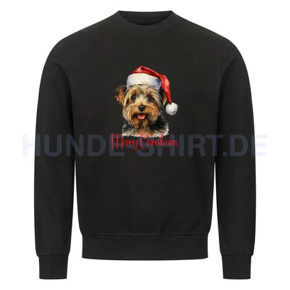 Premium Sweatshirt "Yorkie - Merry Christmas 2" Schwarz – hunde-shirt.de