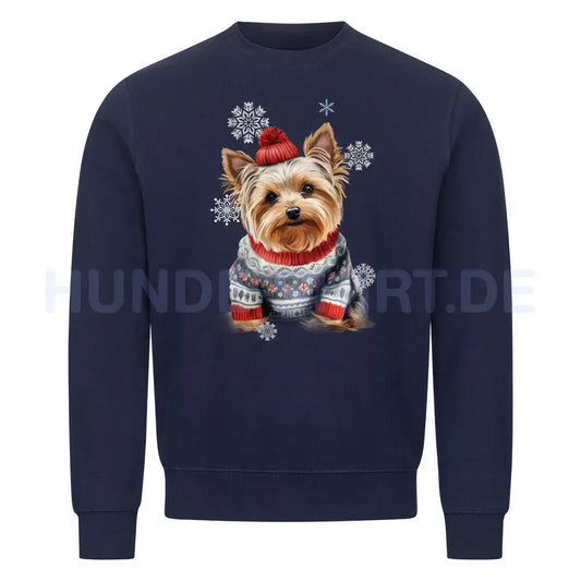 Premium Sweatshirt "Yorkie WINTER" Navy Blue – hunde-shirt.de